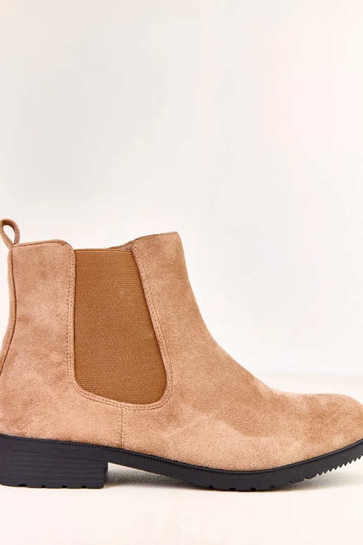 Braune flache Stiefeletten mit...