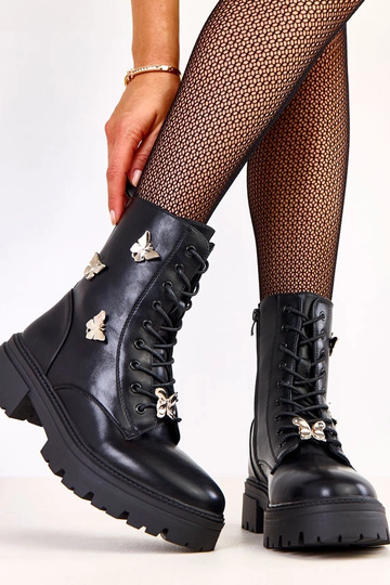 Schwarze Damen-Trekkingschuhe mit Schmetterlingen Salvia 2