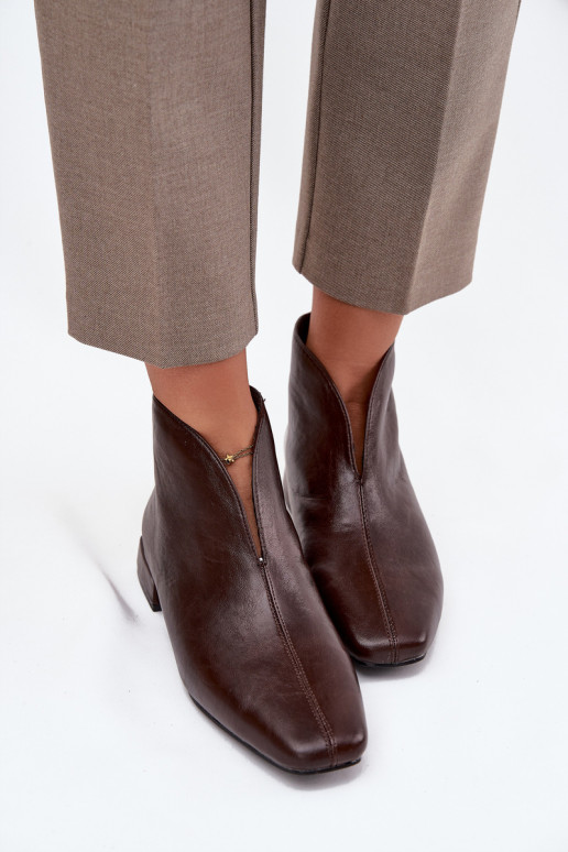 Schokoladenfarbene Damen-Ankle Boots auf dünnem Absatz Elvienne