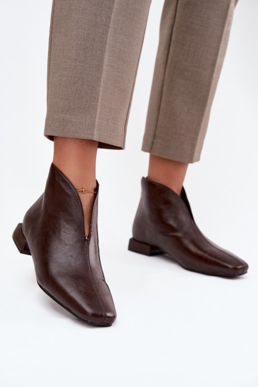 Schokoladenfarbene Damen-Ankle Boots auf dünnem Absatz Elvienne