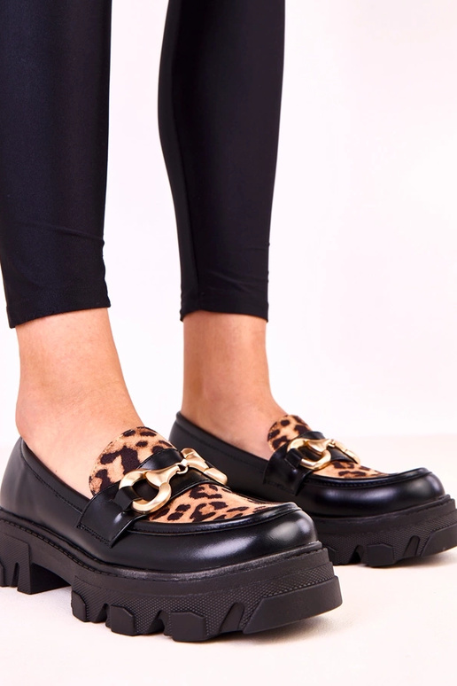 Schwarze Mokassins mit...