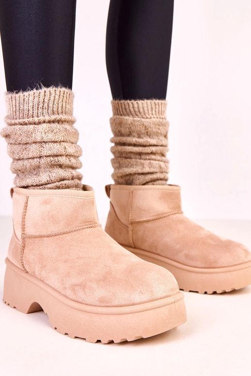 Sandfarben niedrige Schneestiefel aus...