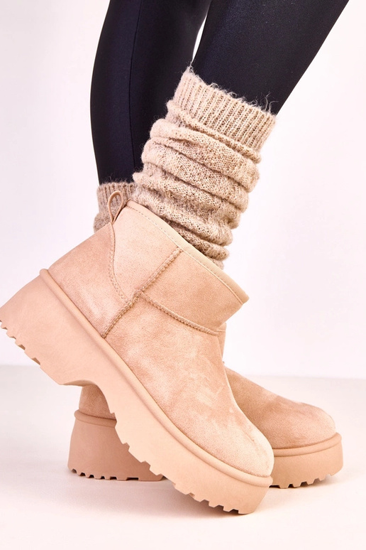 Sandfarben niedrige Schneestiefel aus...