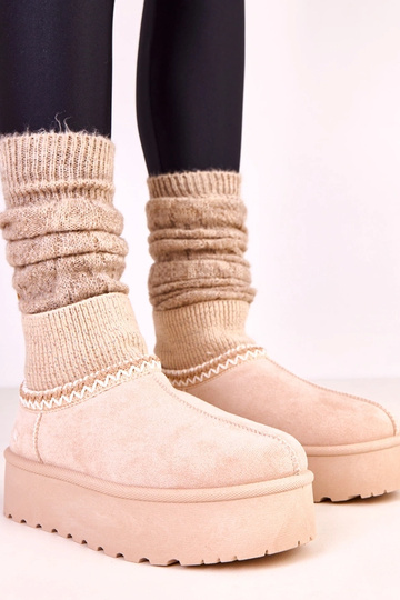 Sandfarben niedrige Schneestiefel mit Sockenartschaft Bernica