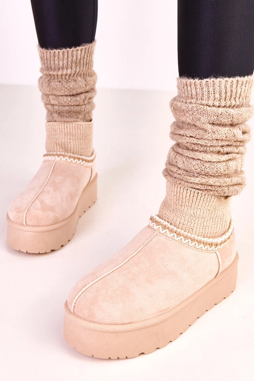 Sandfarben niedrige Schneestiefel mit...