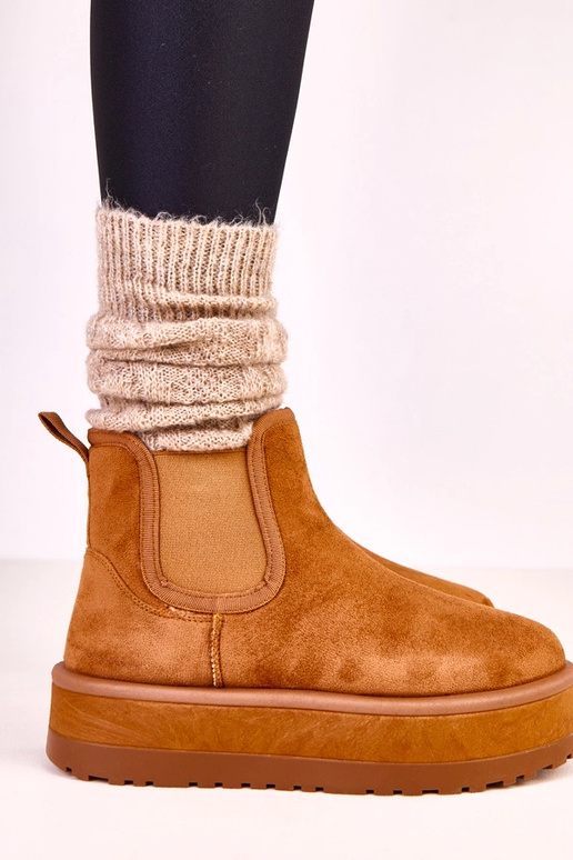 Braune niedrige Schneestiefel mit...