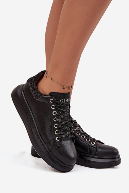 Sneakers Stilvollllschuhe FemininErmöglichtturalnej Skóry GOE OO2N4004 schZuarze Farbe