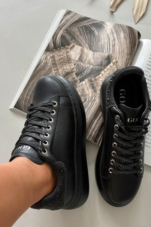 Sneakers Stilvollllschuhe FemininErmöglichtturalnej Skóry GOE OO2N4004 schZuarze Farbe