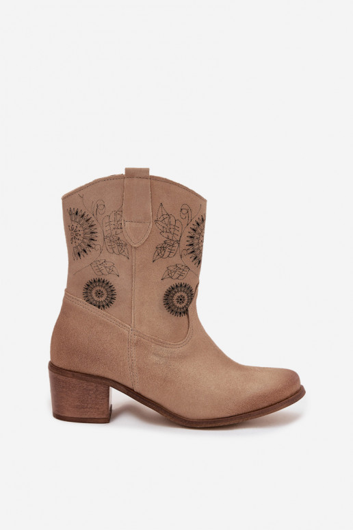 aus INildleder Haut Damenstiefel mit durchbrochenen Elementen mit Absätzen Zazoo 3844 Beige