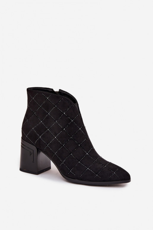 Damen Stiefeletten mit Dekoration D&A MR52-133 schwarz