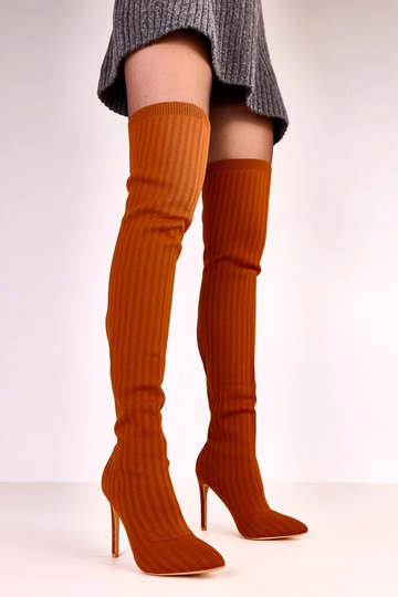 Braune kniehohe Stiefel aus... 2