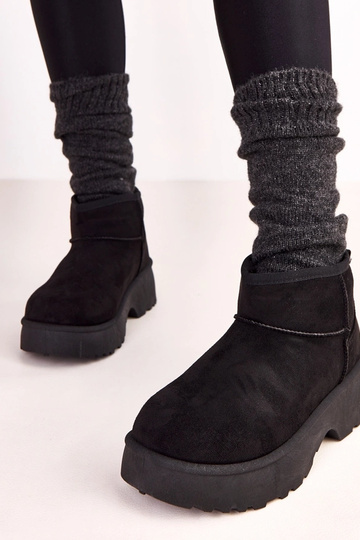 Schwarze niedrige Schnee-Stiefel aus Kunstwildleder Joshua 2