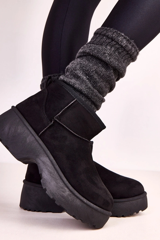 Schwarze niedrige Schnee-Stiefel aus...