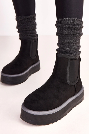 Schwarze niedrige Schnee-Stiefel mit elastischem Einsatz Nancey 2