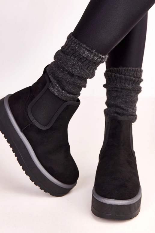 Schwarze niedrige Schnee-Stiefel mit...