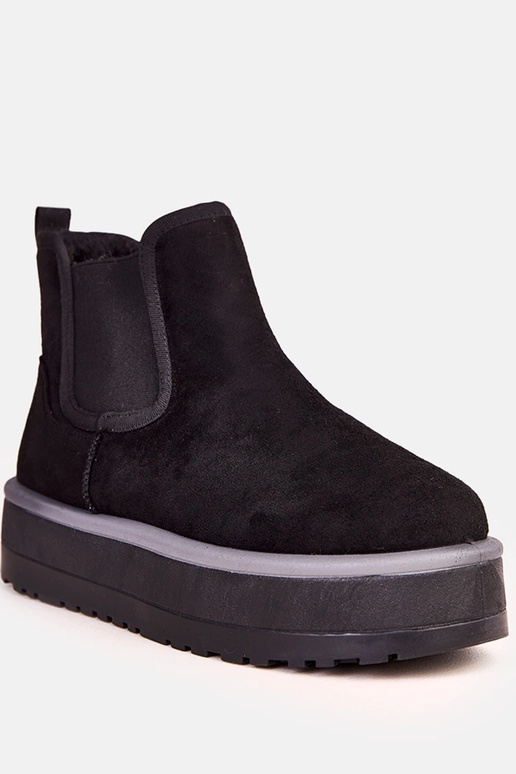 Schwarze niedrige Schnee-Stiefel mit...