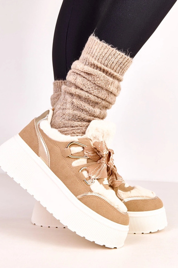 Beżowe sneakersy ocieplane... 2