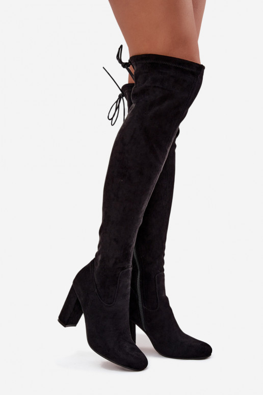 Damen-Overknee-Stiefel mit Absatz, schwarz Xamarin