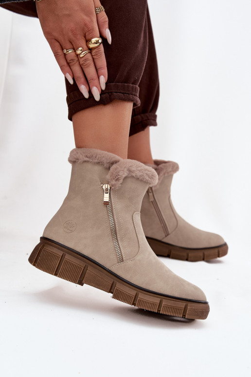 Schneestiefel Feminin mit einer Plattform mit Pelzmantel Beige Briselle