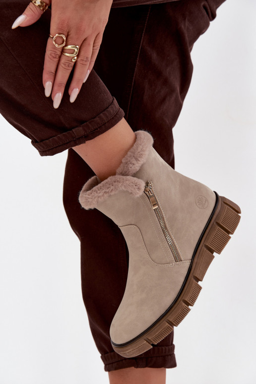 Schneestiefel Feminin mit einer Plattform mit Pelzmantel Beige Briselle