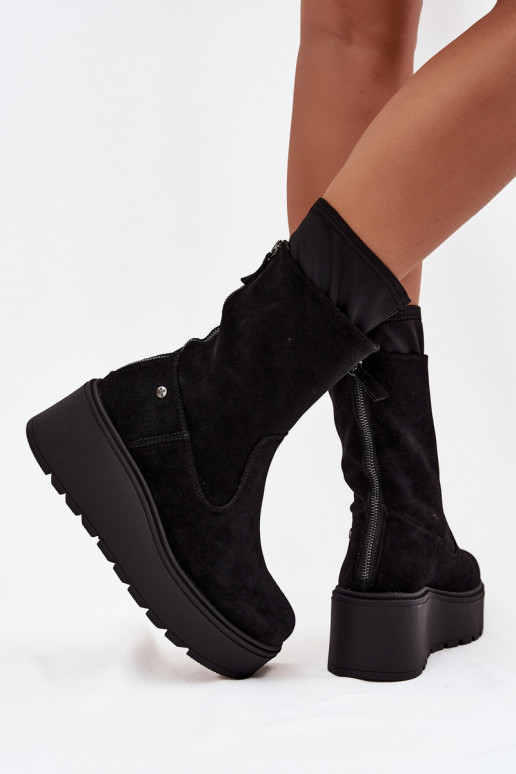Feminin Haut INildlederschuhe mit einer Plattform Es mussciejka A7161-20 schZuarze Farbe Feminin Haut INildlederschuhe mit einer Plattform Es mussciejka A7161-20 schZuarze Farbe