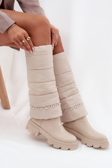 INarme Stiefel mit Perlen elfenbeinfarbe Irvette