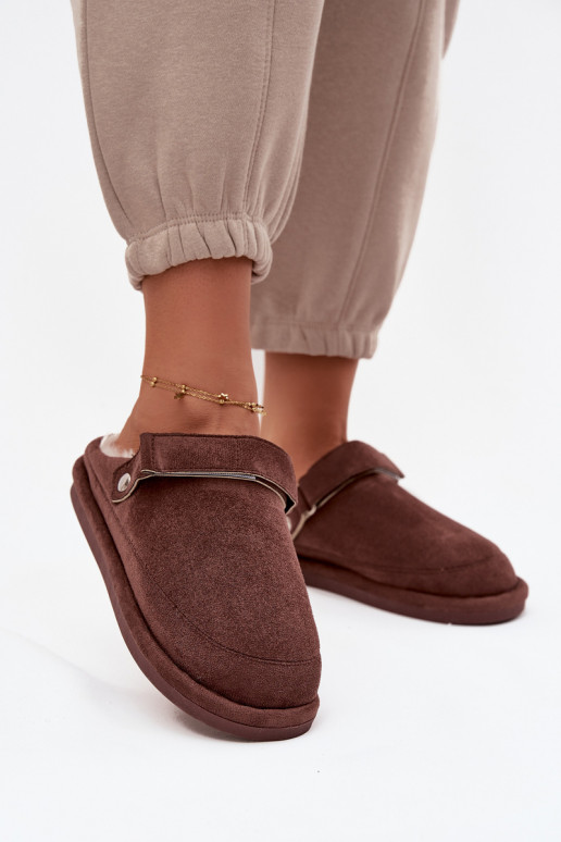 Hausschuhe Feminin mit Riemen sich Zuarm laufen mit Fell innen CzekoladoZue Rilena