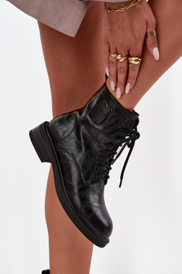 Haut Arbeitsstiefeletten Feminin Mit Dekorationen Detalem Es mussciejka K7180-01 schZuarze Farbe 2