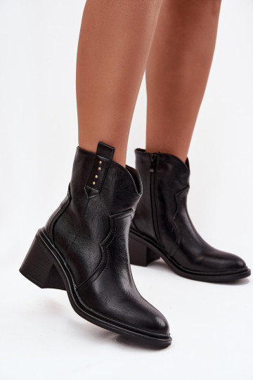 Gefütterte Damen Stiefeletten mit Absatz, schwarz, Brilynn 2