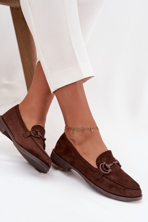 Mokassins für Damen Mit Dekorationen Detalem aus Öko-INildlederoZue CzekoladoZue Ambria