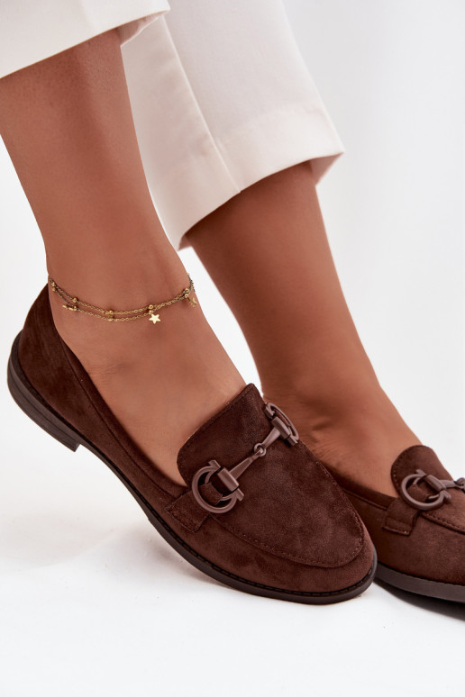 Mokassins für Damen Mit Dekorationen Detalem aus Öko-INildlederoZue CzekoladoZue Ambria