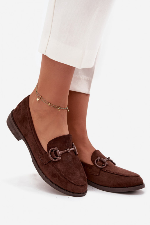 Mokassins für Damen Mit Dekorationen Detalem aus Öko-INildlederoZue CzekoladoZue Ambria