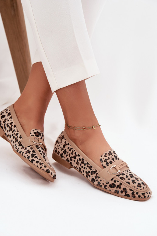Mokassins Mokassins Feminin Mit Dekorationen Element mit Leopardenfellmuster Beige Evelora Mokassins Mokassins Feminin Mit Dekorationen Element mit Leopardenfellmuster Beige Evelora