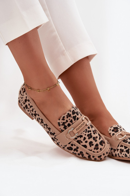 Mokassins Mokassins Feminin Mit Dekorationen Element mit Leopardenfellmuster Beige Evelora Mokassins Mokassins Feminin Mit Dekorationen Element mit Leopardenfellmuster Beige Evelora