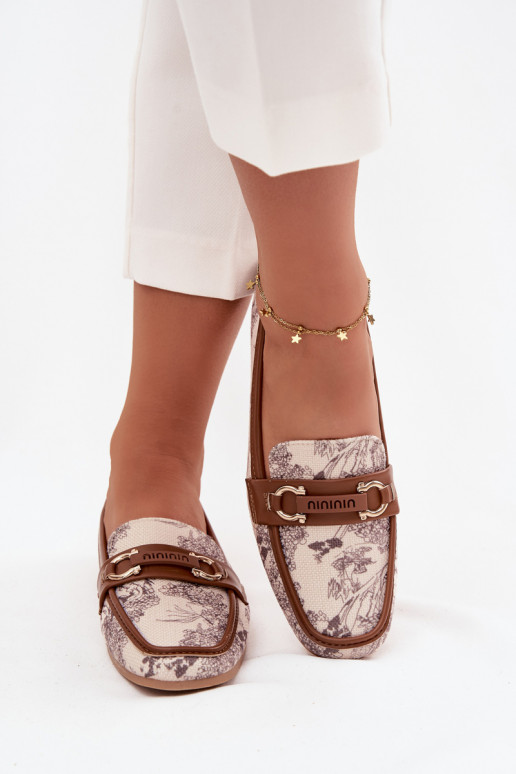 Gemustert Mokassins Mokassins Feminin Mit Dekorationen Element Beige-braune Farbe Evelora Gemustert Mokassins Mokassins Feminin Mit Dekorationen Element Beige-braune Farbe Evelora