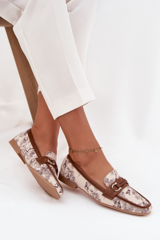 Gemustert Mokassins Mokassins Feminin Mit Dekorationen Element Beige-braune Farbe Evelora Gemustert Mokassins Mokassins Feminin Mit Dekorationen Element Beige-braune Farbe Evelora