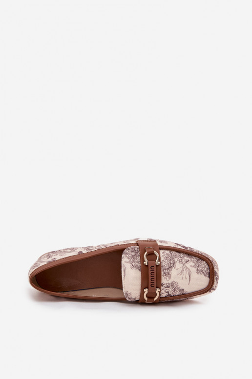 Gemustert Mokassins Mokassins Feminin Mit Dekorationen Element Beige-braune Farbe Evelora Gemustert Mokassins Mokassins Feminin Mit Dekorationen Element Beige-braune Farbe Evelora