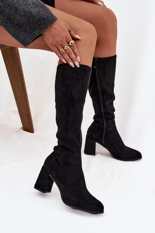 Damenstiefel mit Absätzenaus Öko-INildlederu schZuarze Farbe Yelisse Damenstiefel mit Absätzenaus Öko-INildlederu schZuarze Farbe Yelisse