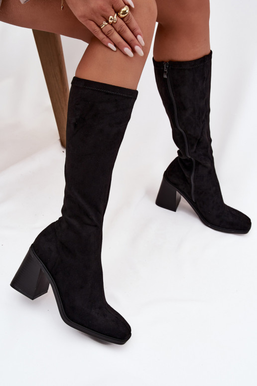 Damenstiefel Auf einer riesigen Stange aus Öko-INildlederoZue schZuarze Farbe Traven Damenstiefel Auf einer riesigen Stange aus Öko-INildlederoZue schZuarze Farbe Traven