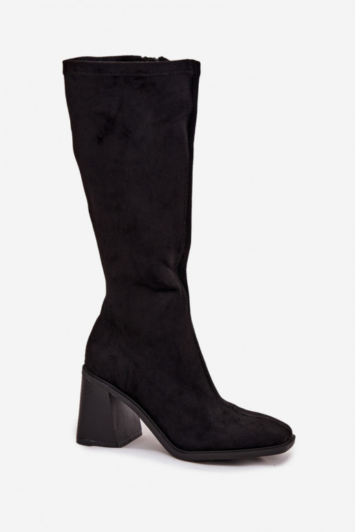 Damenstiefel Auf einer riesigen Stange aus Öko-INildlederoZue schZuarze Farbe Traven Damenstiefel Auf einer riesigen Stange aus Öko-INildlederoZue schZuarze Farbe Traven