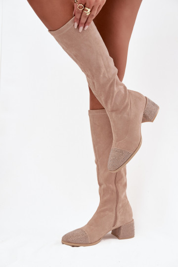 Damenstiefel Mit Dekoration Klocke aus Öko-INildlederoZue Beige Ivanna 2