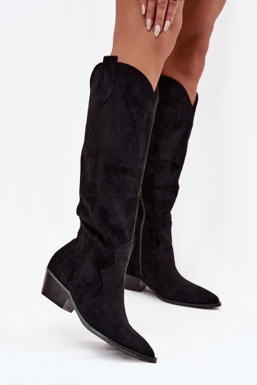 aus Öko-INildlederoZue Stiefel CoZuboy-Stil Feminin mit Absätzen schZuarze Farbe Jenaya 2