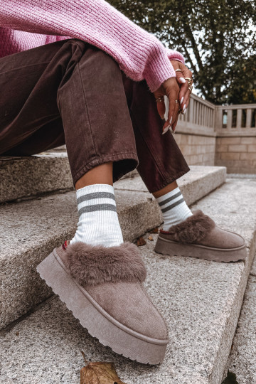 Schneestiefel Feminin mit einer Plattform mit Pelzmantel I Haftem Beige Querina 2