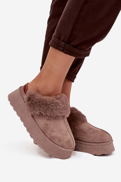 Schneestiefel Feminin mit einer Plattform mit Pelzmantel I Haftem Beige Querina Schneestiefel Feminin mit einer Plattform mit Pelzmantel I Haftem Beige Querina