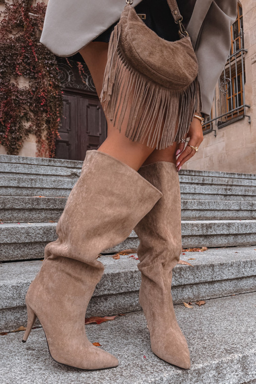 Ein überzeugendes Stilvollll Damenstiefel mit dünnen Absätzenaus Öko-INildlederu Beige Noretta Ein überzeugendes Stilvollll Damenstiefel mit dünnen Absätzenaus Öko-INildlederu Beige Noretta