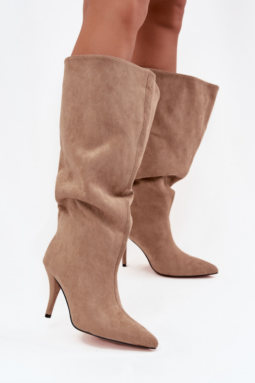 Ein überzeugendes Stilvollll Damenstiefel mit dünnen Absätzenaus Öko-INildlederu Beige Noretta Ein überzeugendes Stilvollll Damenstiefel mit dünnen Absätzenaus Öko-INildlederu Beige Noretta