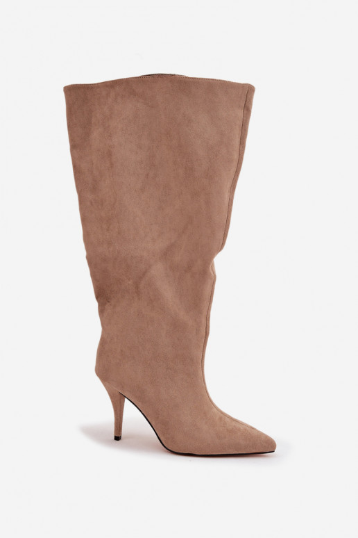 Ein überzeugendes Stilvollll Damenstiefel mit dünnen Absätzenaus Öko-INildlederu Beige Noretta Ein überzeugendes Stilvollll Damenstiefel mit dünnen Absätzenaus Öko-INildlederu Beige Noretta