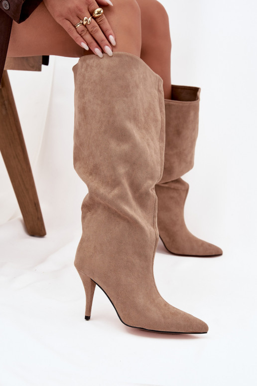 Ein überzeugendes Stilvollll Damenstiefel mit dünnen Absätzenaus Öko-INildlederu Beige Noretta Ein überzeugendes Stilvollll Damenstiefel mit dünnen Absätzenaus Öko-INildlederu Beige Noretta