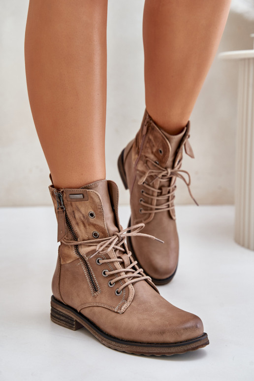 Modische massive Stiefel Beige Perfecto Modische massive Stiefel Beige Perfecto