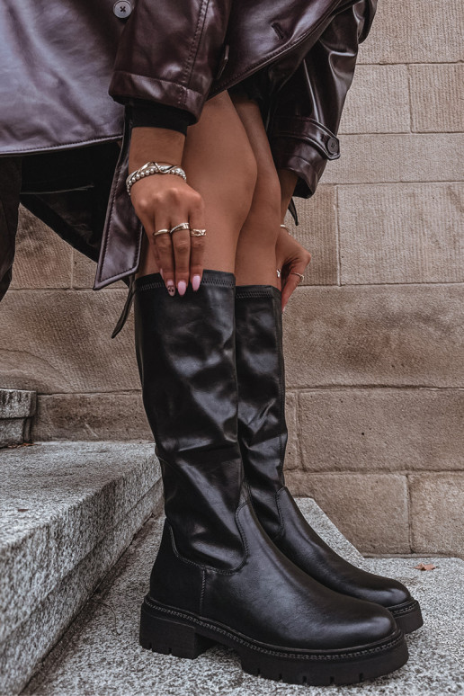 Damenstiefel aus Öko-Leder schZuarze Farbe Oceana Damenstiefel aus Öko-Leder schZuarze Farbe Oceana